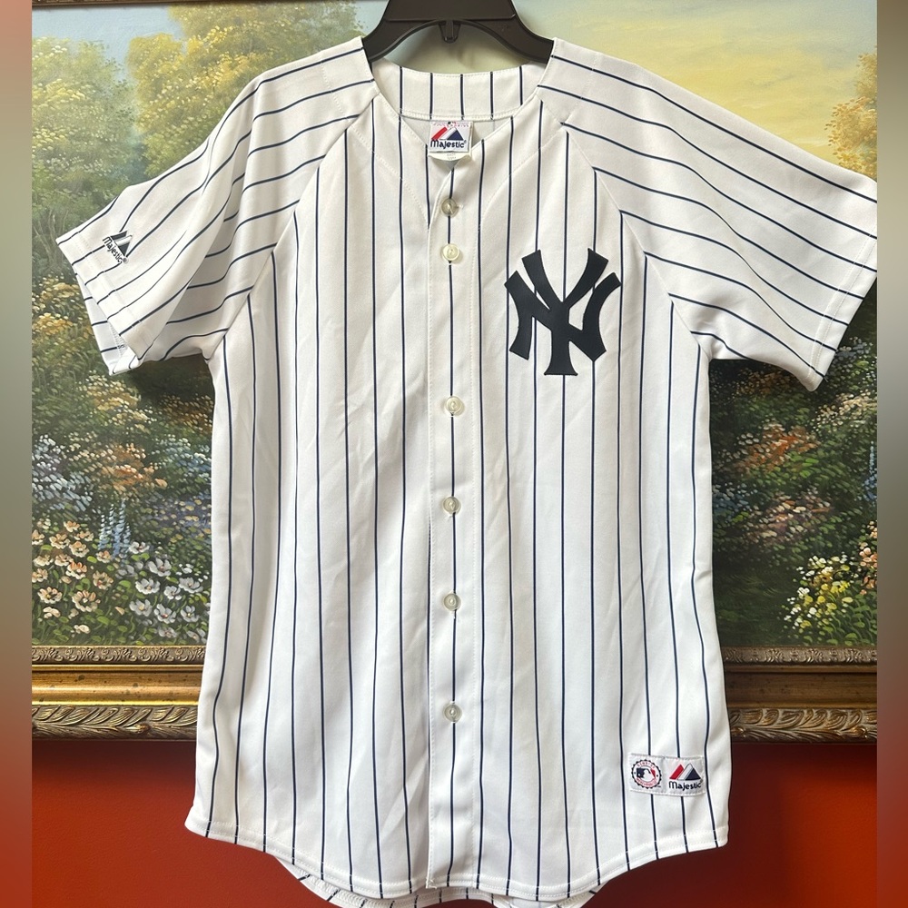 Vintage Majestic New York Yankees Derek Jeter #2 Youth XL Baseball Jersey Shirt - Picture 2 of 12